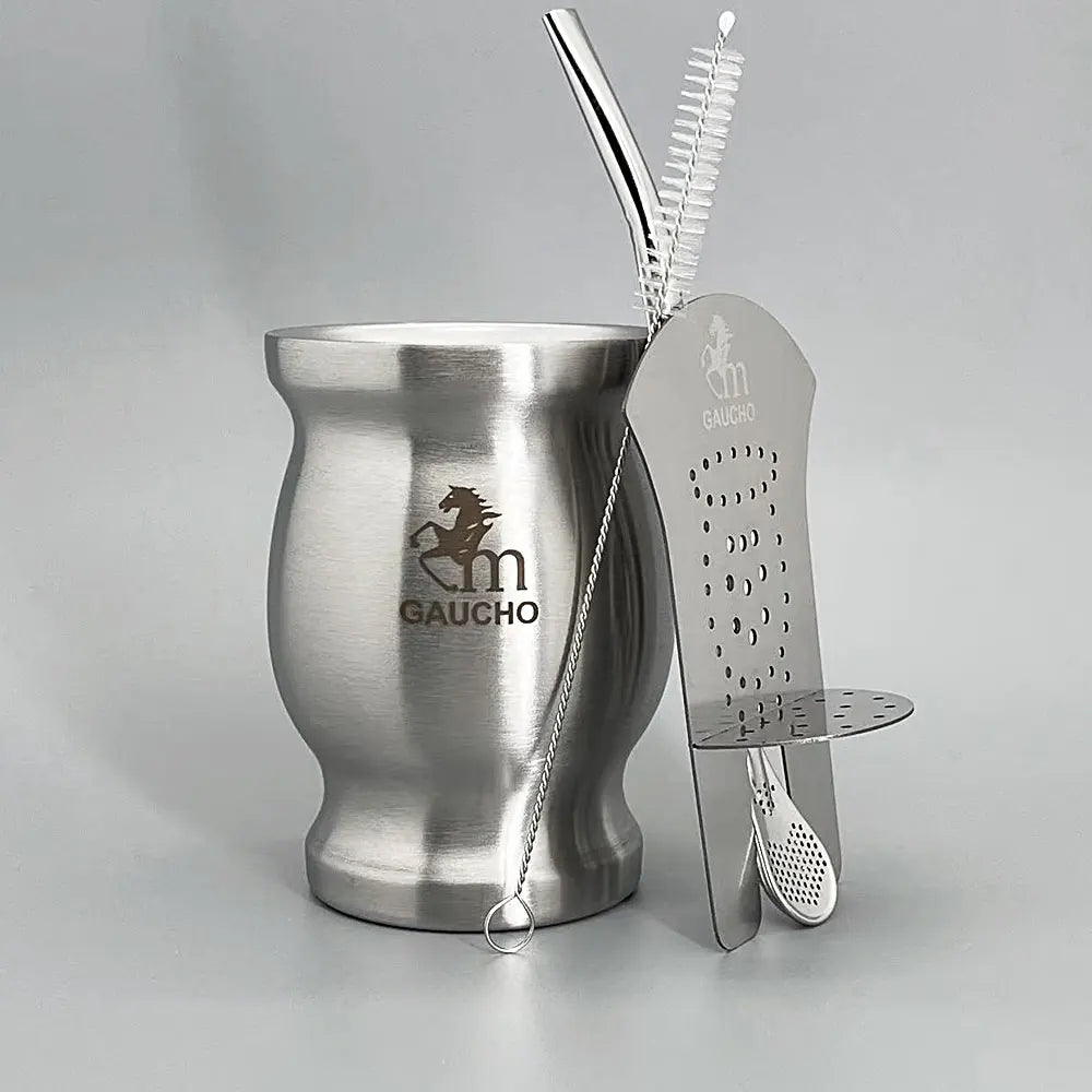 Yerba Mate Bombilla Set Stainless Steel Mate Kit Easy Clean MT019-05 Silver - Tophatter Daily Deals