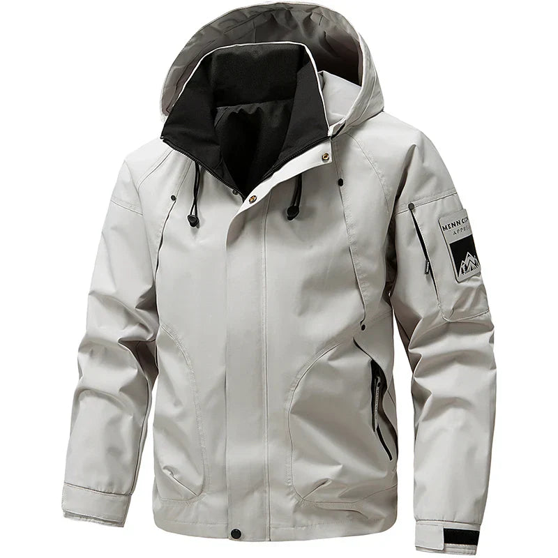 Waterproof Relaxed Men's Jacket - Hooded Polyester, Camping Khaki - Tophatter Daily Deals