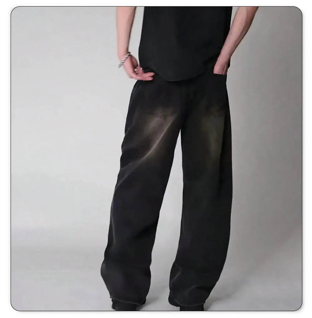 Oversized Men's Wide Leg Jeans - Baggy Straight Cotton Blend - Tophatter Daily Deals