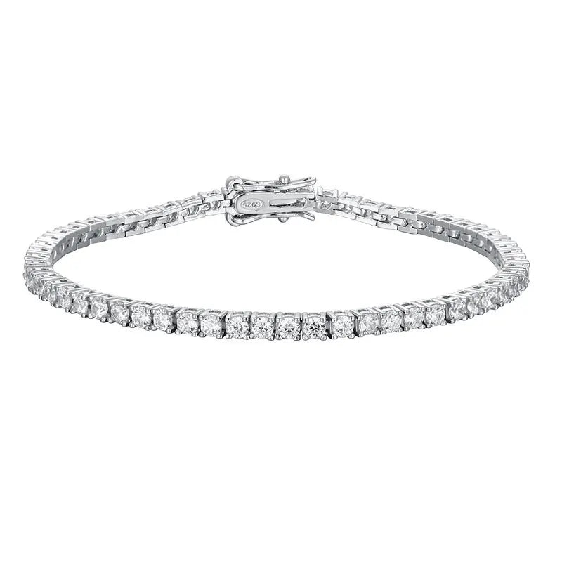 Moissanite 2mm Tennis Bracelet Sterling Silver White 2.5mm - Tophatter Daily Deals