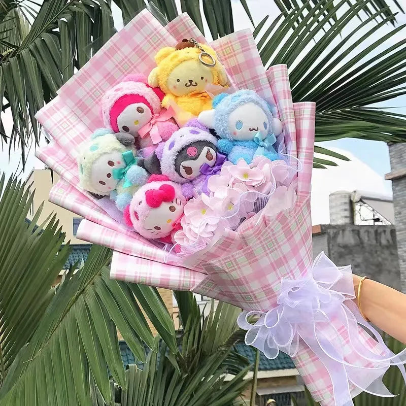 Sanrio Friends Mixed Plush Bouquet My Melody Kuromi Cinnamoroll Hello Kitty Flowers - Tophatter Daily Deals