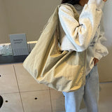 Lightweight Versatile Women Shoulder Bag - Slouchy Nylon Khaki - Tophatter Daily Deals