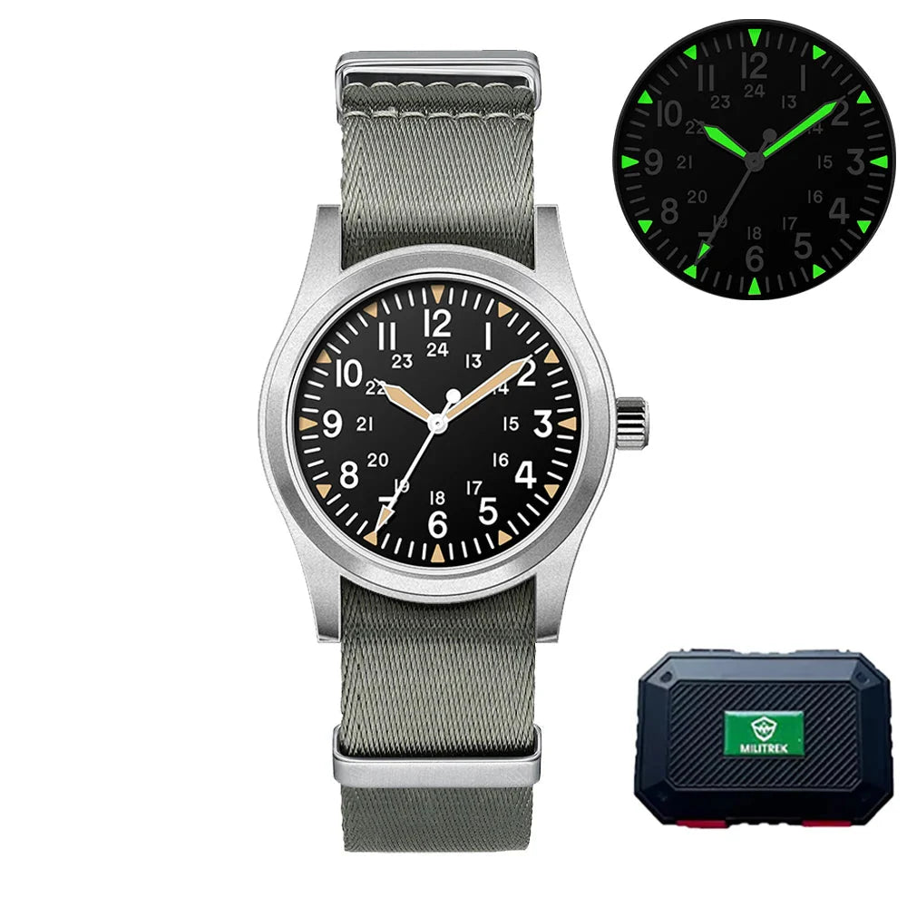 Military Quartz Field Watch 37mm Sapphire Fall 2025 Black2 - Tophatter Daily Deals