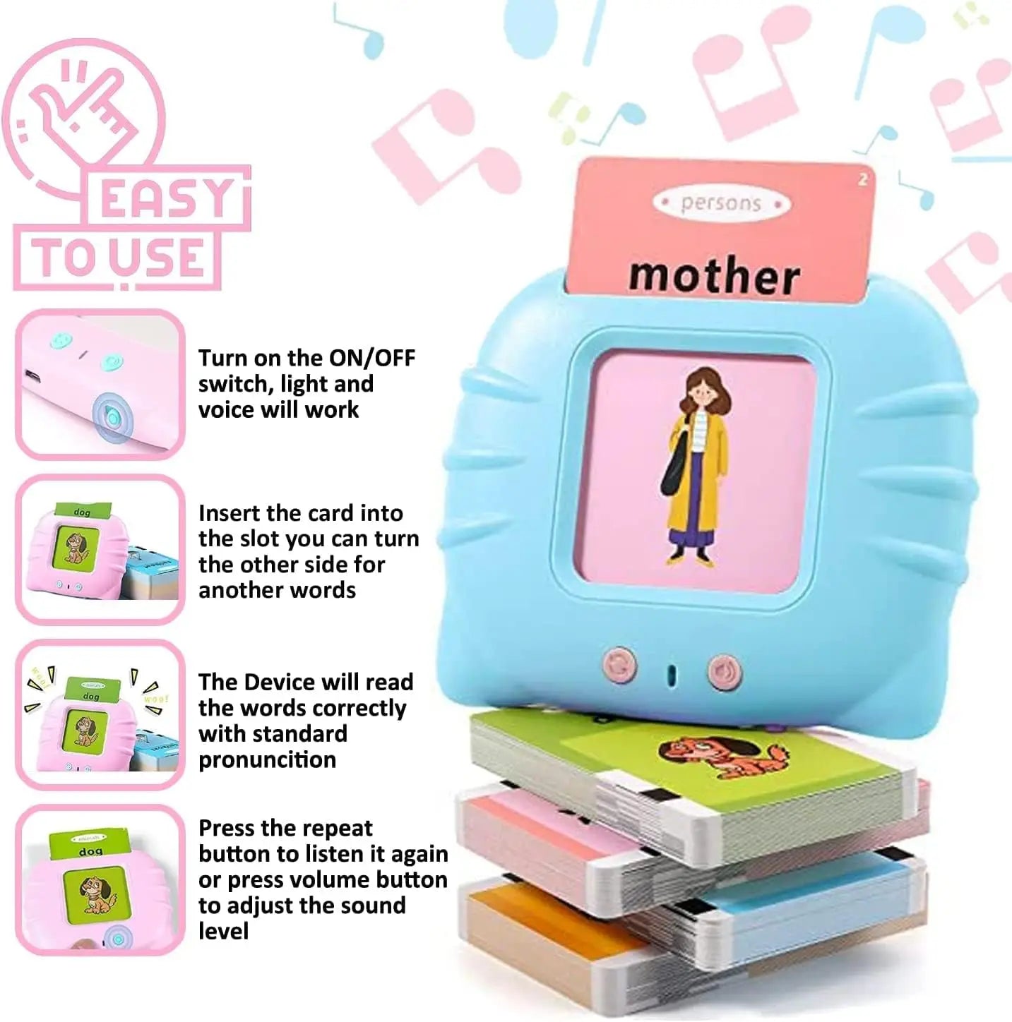 Interactive Educational Toy Flash Card Learning Machine for 2-6 Year Olds, Screen-Free Learning with Audio Function Educational Toys - Tophatter Daily Deals