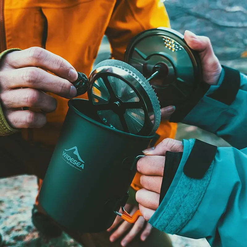 Camping Pot with French Press 750ml Grey Camp Cooking - Tophatter Daily Deals