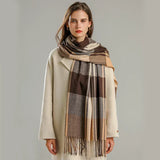 Oversized Women’s Check Scarf - Soft Wool, Fringed Winter - Tophatter Daily Deals