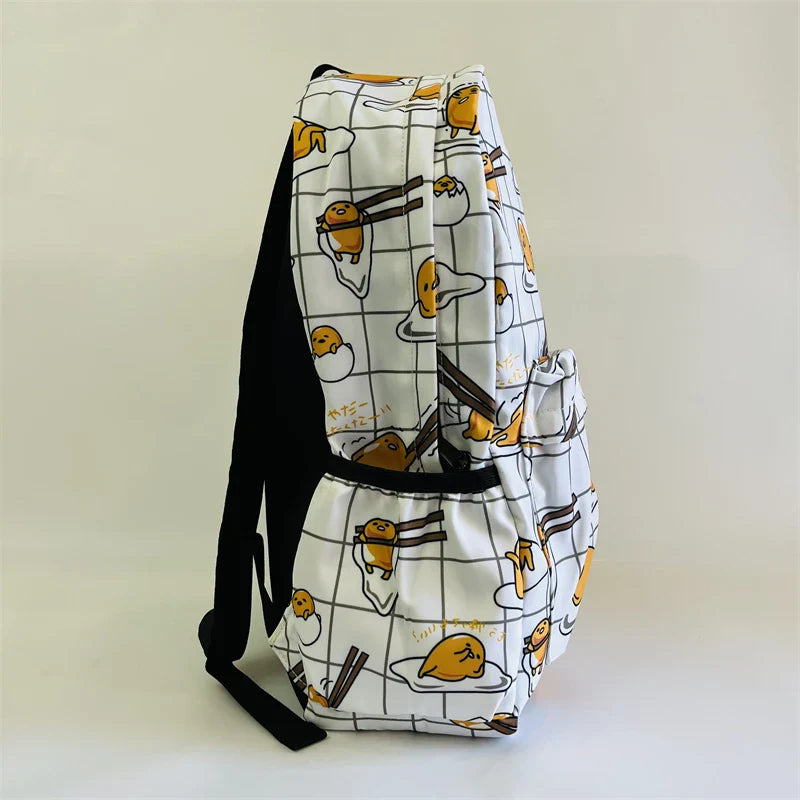 Sanrio Gudetama White Backpack Rucksack Schoolbags Travel Lazy Egg Food - Tophatter Daily Deals