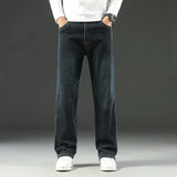 Stretchy Men’s Jeans - Wide Leg, Cotton, Business Casual Grey Black - Tophatter Daily Deals