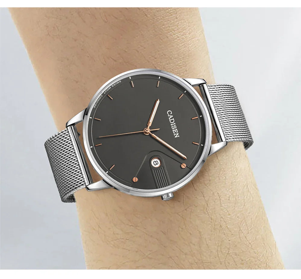 Ultra Thin Swiss Quartz Mesh Strap Watch 7mm Sapphire - Tophatter Daily Deals