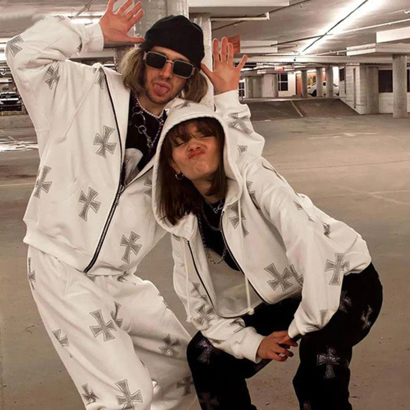 Oversized Men’s Zip Hoodie - Rhinestone Skeleton, Cotton - Tophatter Daily Deals