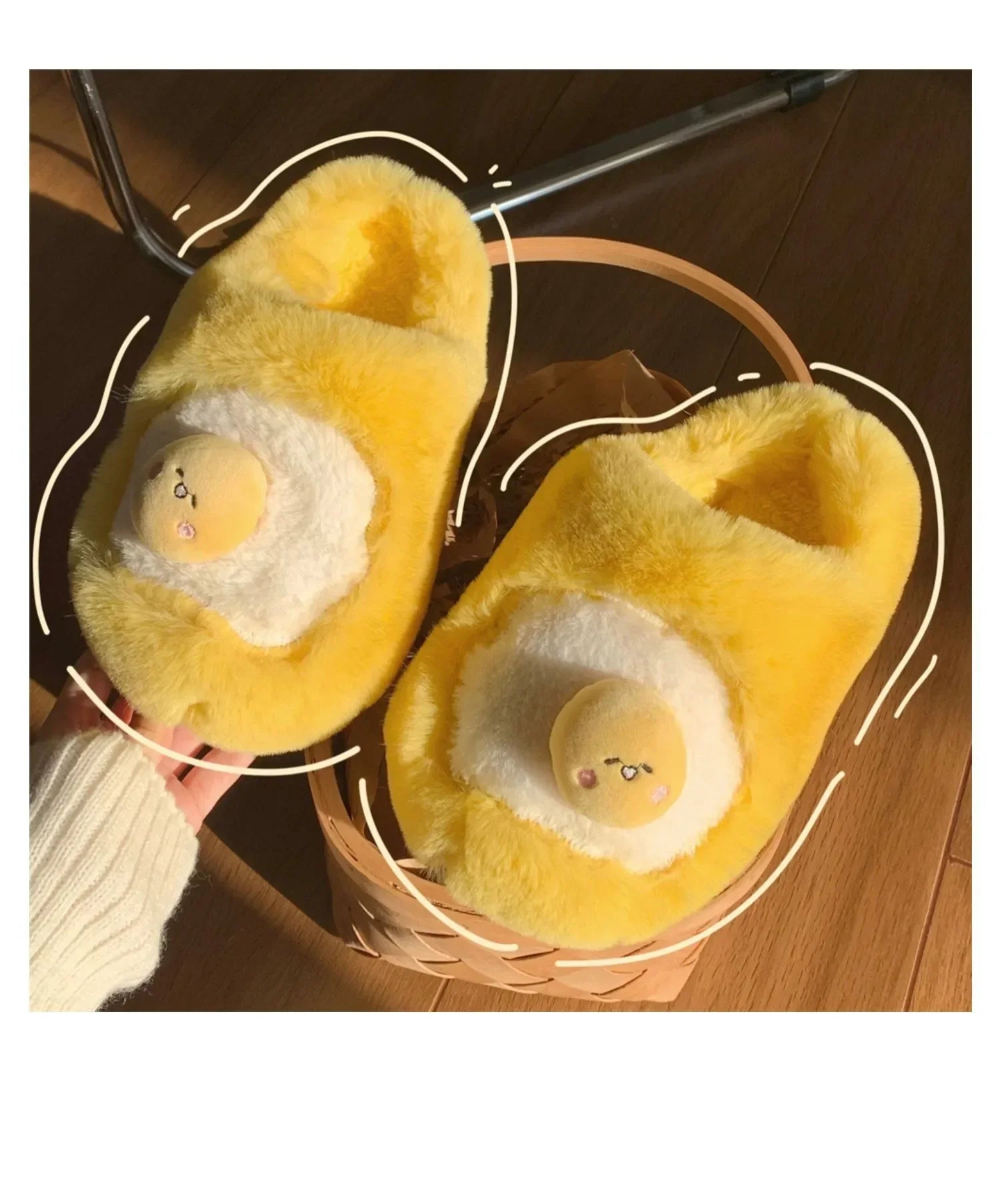 Sanrio Gudetama Cute Soft Fluffy Home Slippers Warm Plush Shoes Food - Tophatter Daily Deals