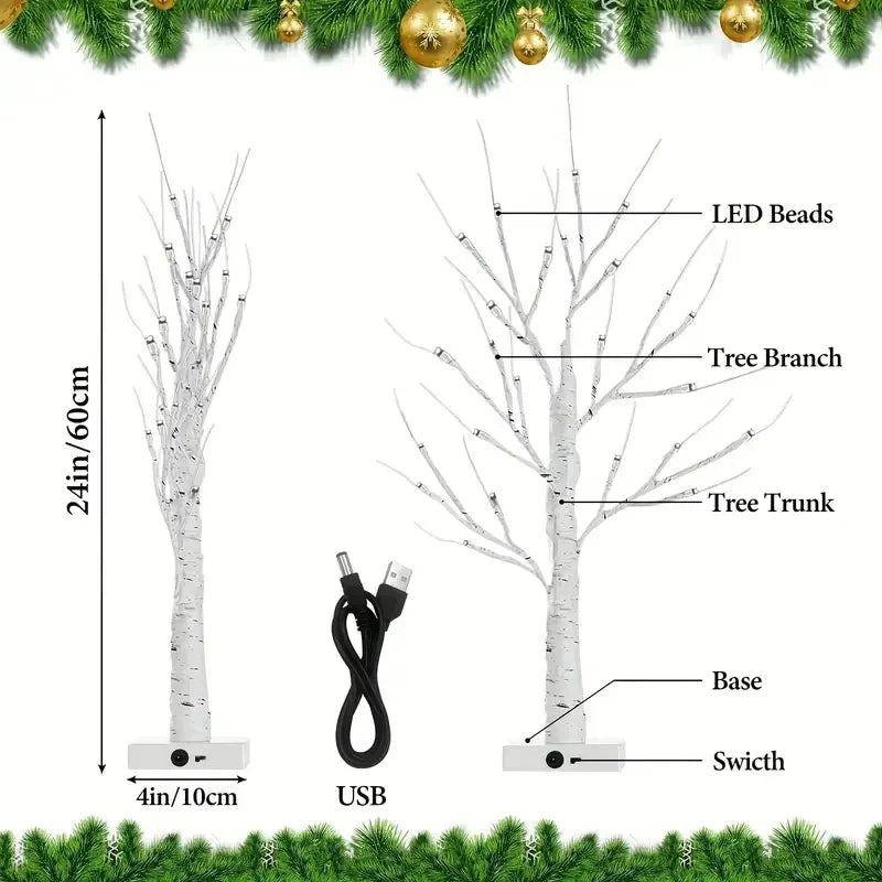 LED Easter Birch Tree Lamp USB Battery Powered Decor - Tophatter Daily Deals
