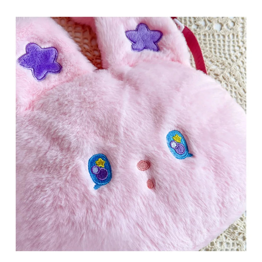 Rabbit Fur Star Bunny Plush Chain Bag Plush Cushion Animals - Tophatter Daily Deals