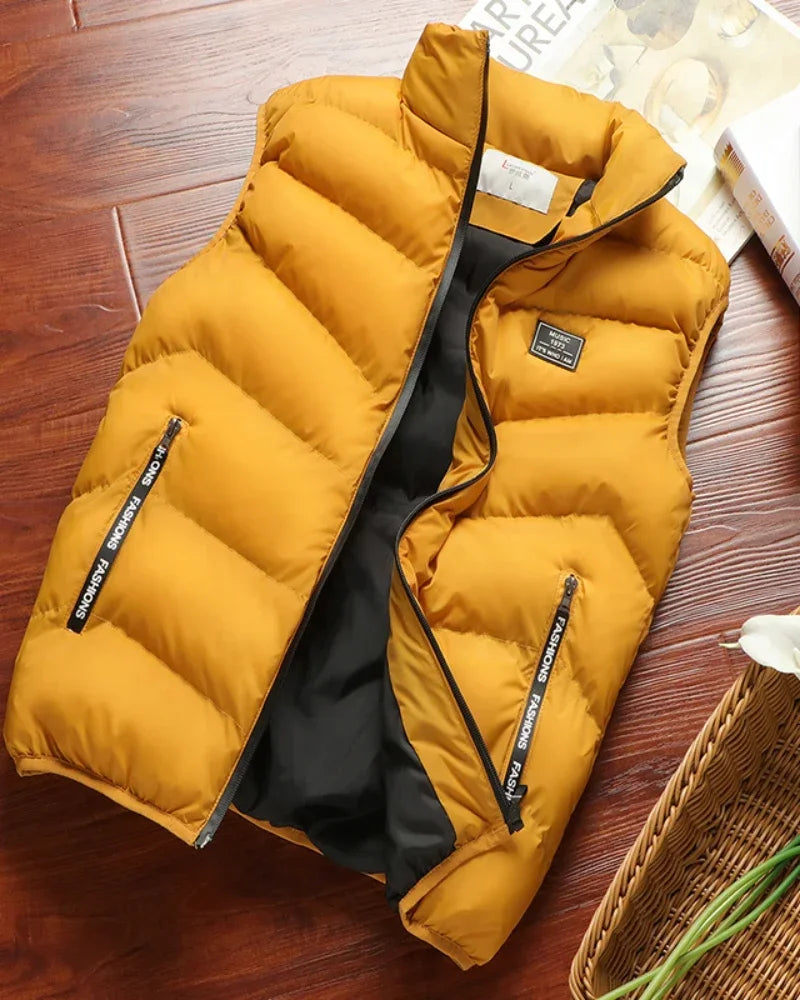 Warm Men’s Puffer Vest - Short Quilted, Polyester, Winter - Tophatter Daily Deals