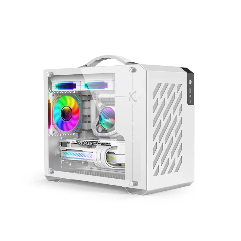 Mini ITX Case Glass Side 240mm Watercooling Portable - Tophatter Daily Deals