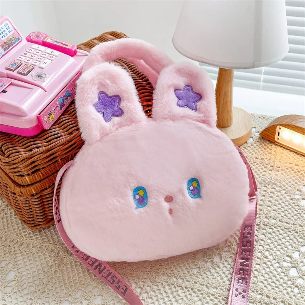 Rabbit Fur Star Bunny Plush Chain Bag Plush Cushion Pink Animals - Tophatter Daily Deals