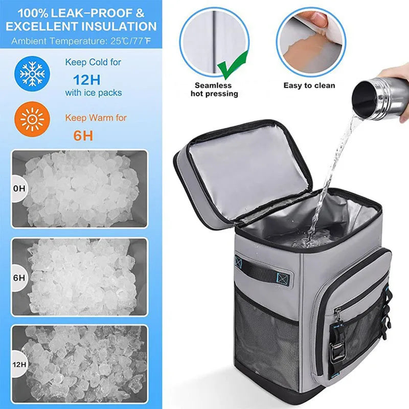 30L Camping Insulated Backpack Hot Cold Storage Gray Backpacks - Tophatter Daily Deals