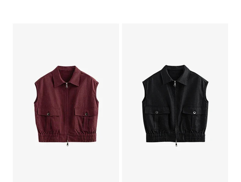 Lightweight Women's Sleeveless Jacket - Linen Cotton, Spring - Tophatter Daily Deals