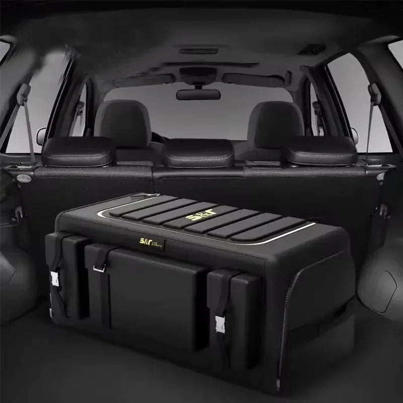 70L Foldable Storage Organizer with Lid Box Black Camp Furniture - Tophatter Daily Deals