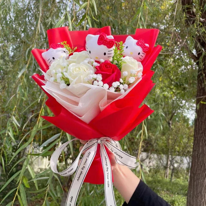 Sanrio Hello Kitty My Melody Kuromi PomPom Purin Cinnamoroll Flowers Plush Toy Flower Bouquet Flowers - Tophatter Daily Deals