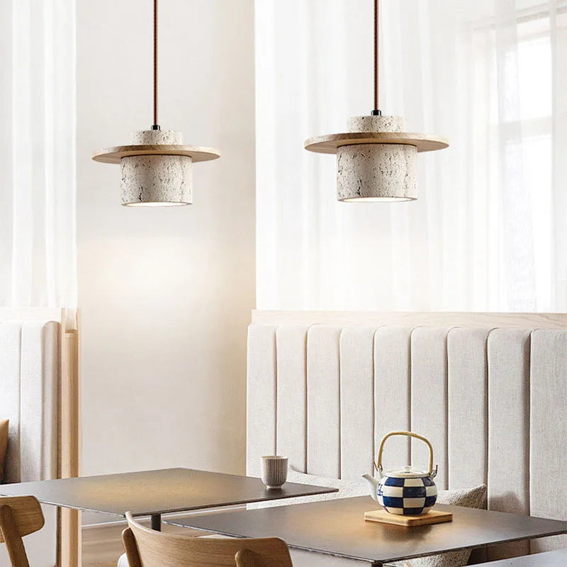 Japandi Wabi Sabi Stone Pendant Light Rustic Bedroom Cafe Lamp - Tophatter Daily Deals
