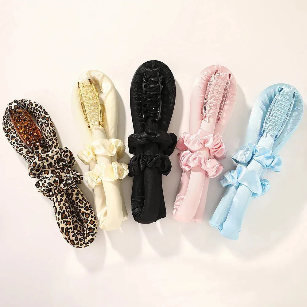 Heatless Curling Rod Headband No Heat Silk Curls Ribbon Hair Rollers Sleeping Soft Headband Lazy Hair Curlers Hair Styling Tools - Tophatter Daily Deals