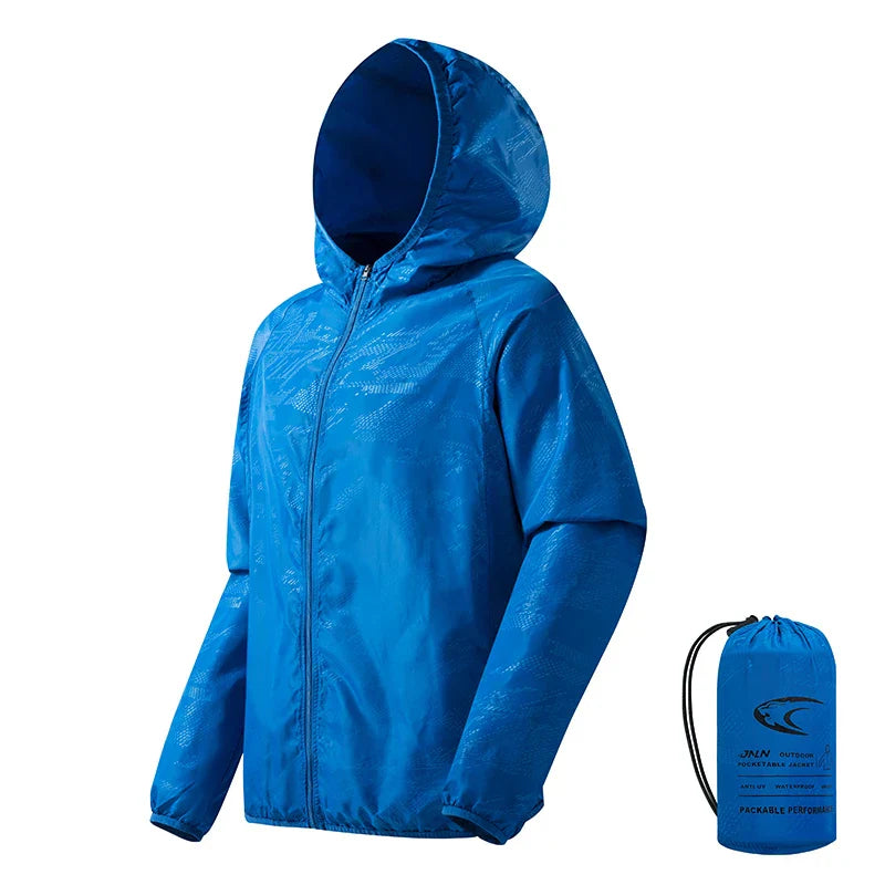Waterproof Men's Hiking Jacket - Hooded Quick Dry, Polyester Unisex Navy Blue - Tophatter Daily Deals