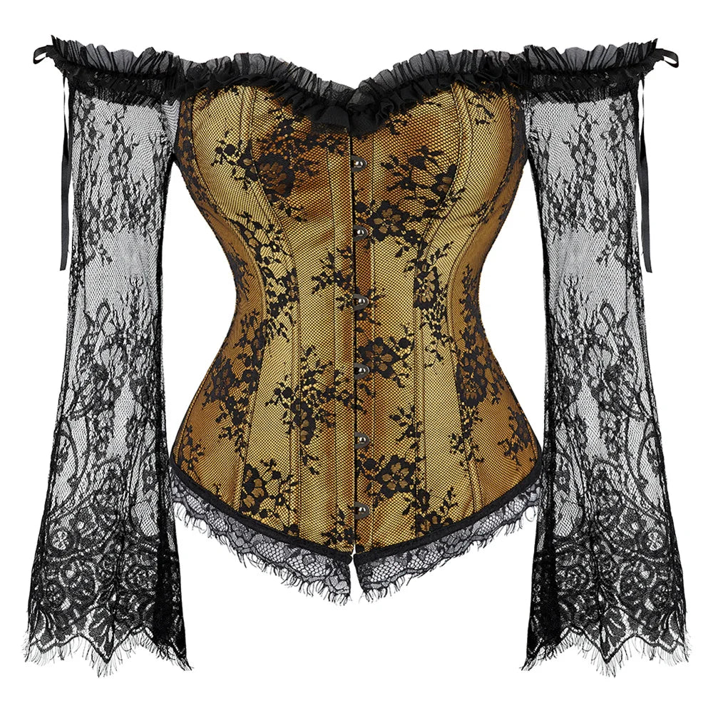 Supportive Women's Corset Top - Off Shoulder, Lace Satin - Tophatter Daily Deals