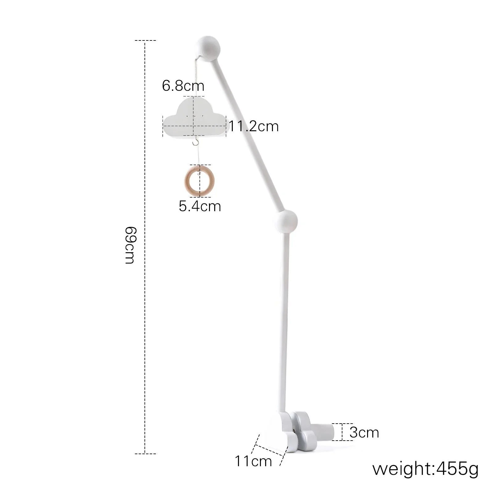 Wooden Rabbit Crib Mobile Newborn Sensory Toys Soft Cloud Bracket music - Tophatter Daily Deals