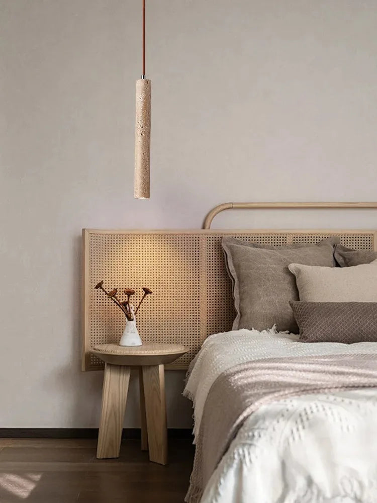 Japandi LED Pendant Lamp Wood Tube Japan Style Bedroom Light - Tophatter Daily Deals