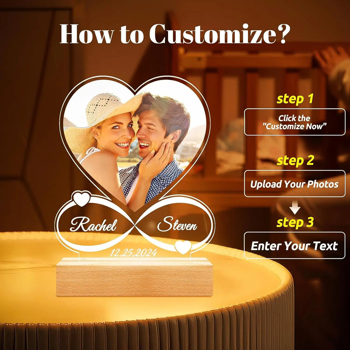 Customized Spotify Music Plaque Gifts For Anniversary Day Personalized Acrylic Photo Frame Lamp Custom Romantic Birthday Gifts Version E - Tophatter Daily Deals