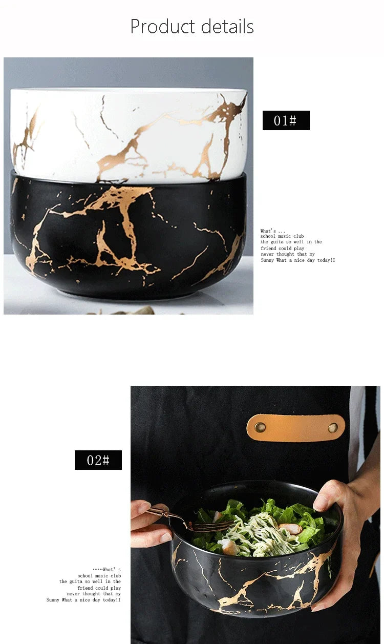 Marble Ceramic Bowl Set Nordic Tableware Minimalist - Tophatter Daily Deals