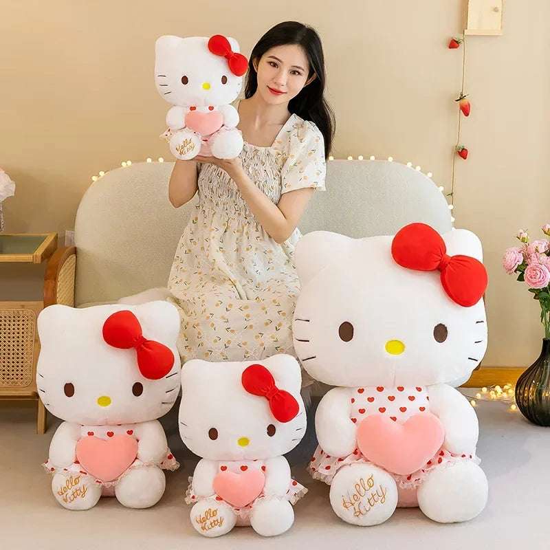 Sanrio Hello Kitty Plush Pink Heart Red Polka Dot Dress Anime - Tophatter Daily Deals