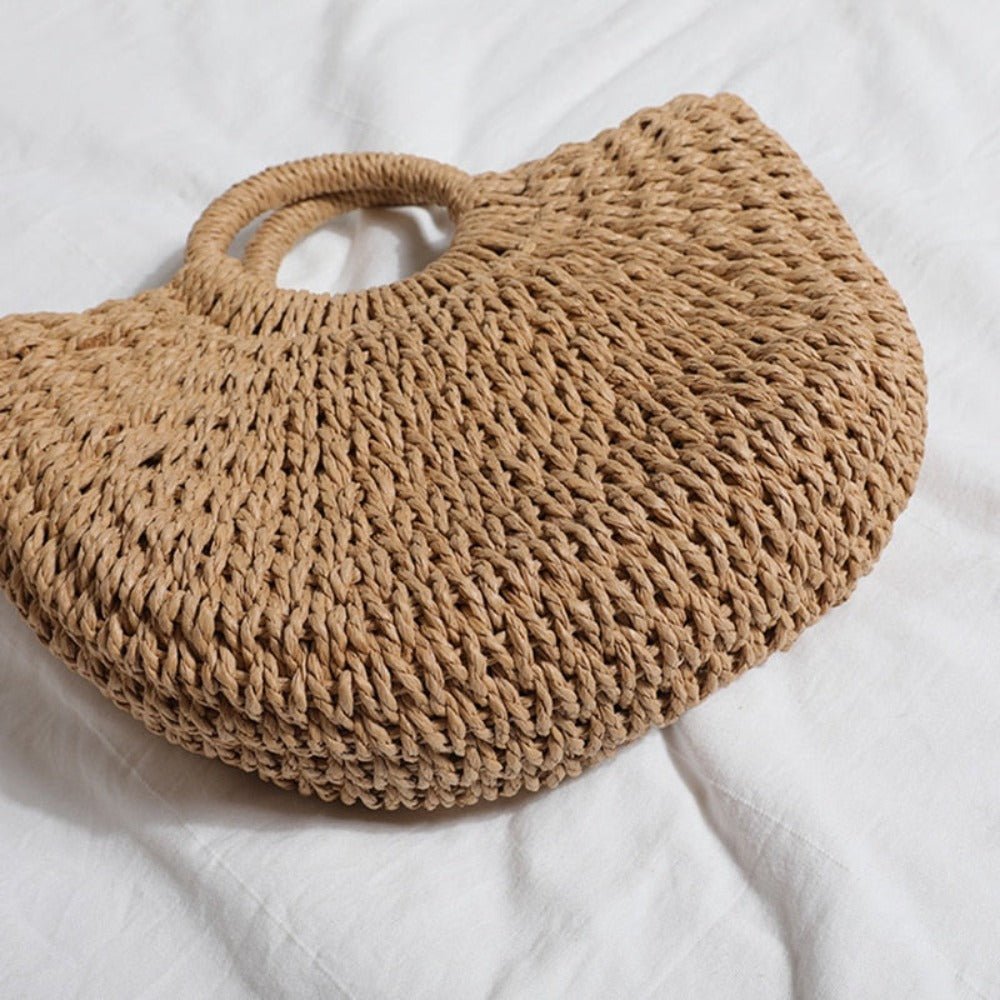 Summer Top Handle Semi Circle Straw Bag Handbags & Wallets - Tophatter Daily Deals
