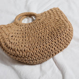 Summer Top Handle Semi Circle Straw Bag Handbags & Wallets - Tophatter Daily Deals