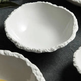 White Porcelain Rock Edge Soup Bowl Modern Tableware - Tophatter Daily Deals