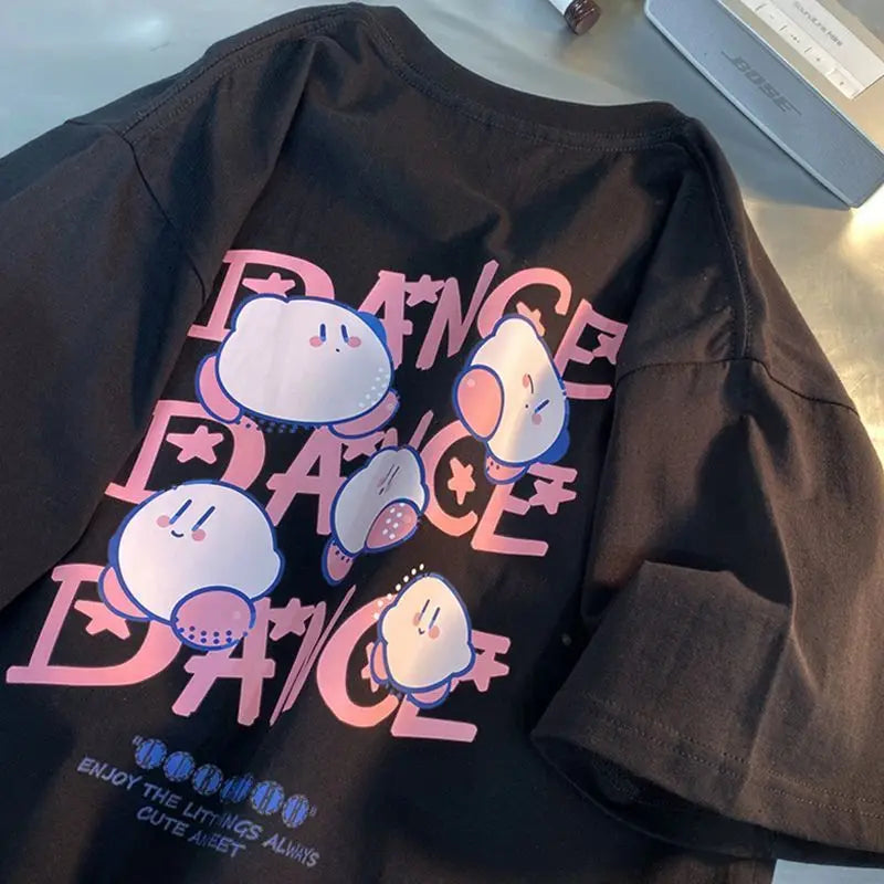 Kawaii Kirby T-shirt Anime Cotton Summer Loose Short-Sleeved Printed Top Anime - Tophatter Daily Deals