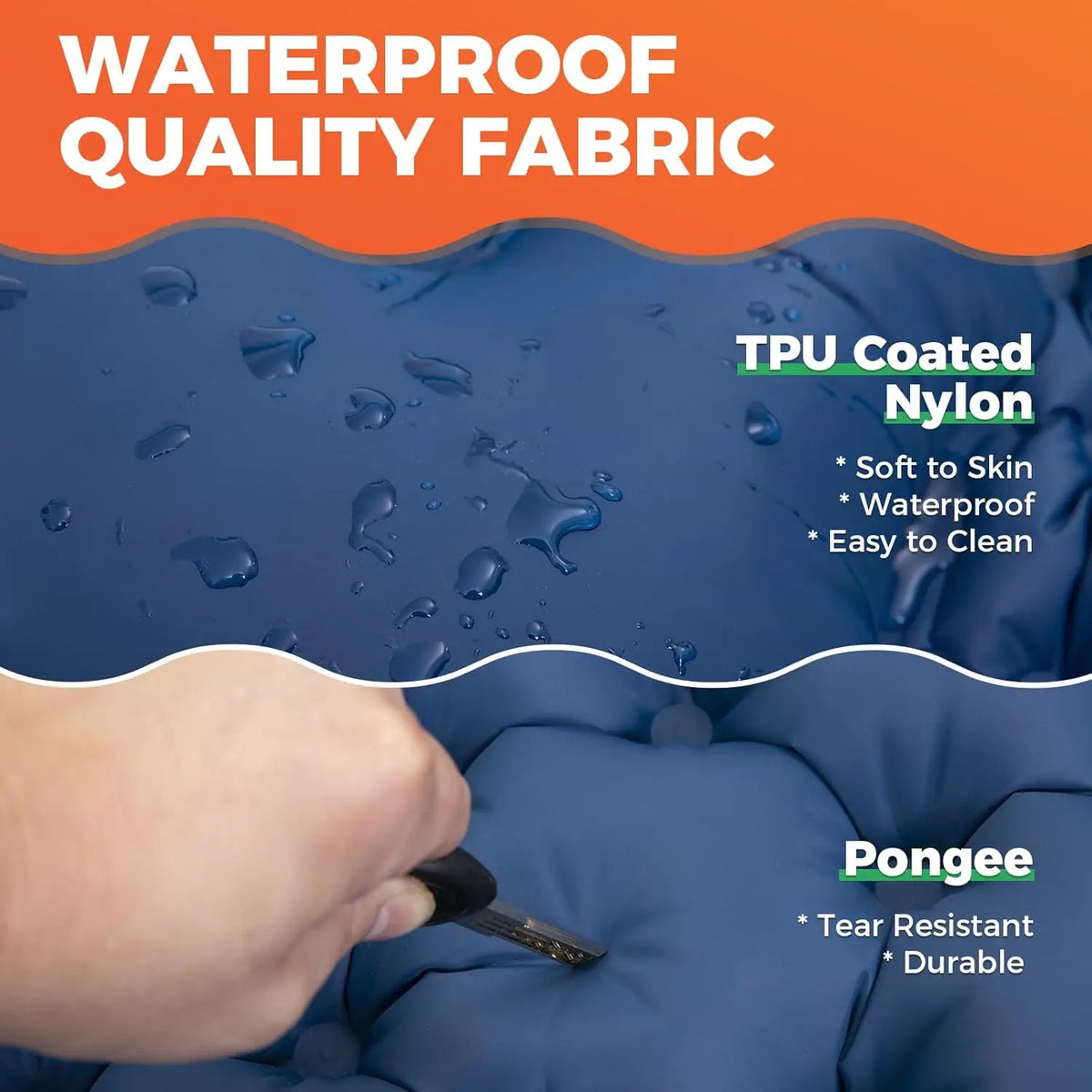 Double Sleeping Pad Inflatable Camping Navy Blue Camping & Hiking - Tophatter Daily Deals
