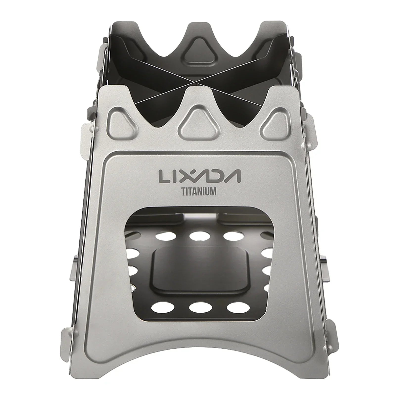 Compact Folding Titanium Wood Stove Silver Camp Cooking - Tophatter Daily Deals