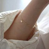 Gold Heart Bracelet 14K Plated 925 Silver Valentine's Gift - Tophatter Daily Deals