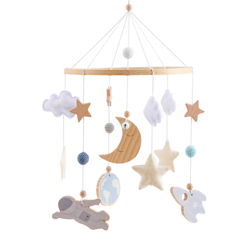Wooden Rocket Crib Mobile Newborn Sensory Toys Soothing 2 - Tophatter Daily Deals