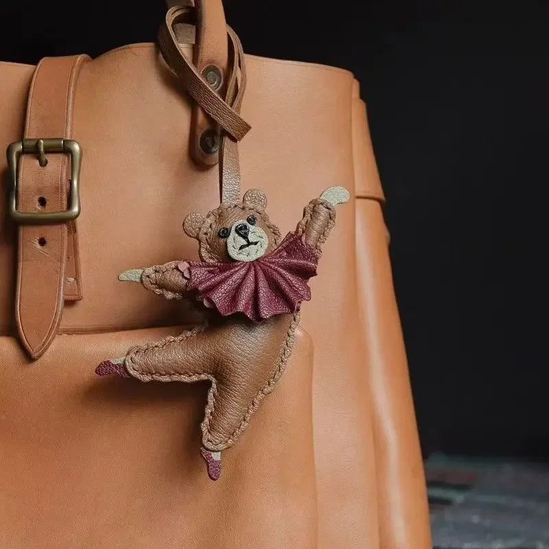 PU Leather Bag Charm Personal Dancing Bear Keychain Gift - Tophatter Daily Deals