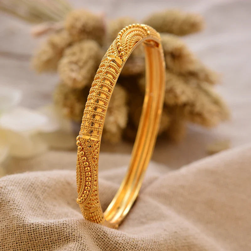 Gold Plated Bangles Luxury Arabic Wedding Bracelet - Tophatter Daily Deals