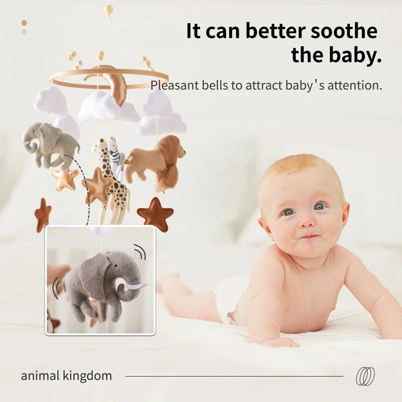 Wooden Felt Animal Crib Mobile With Soothing Calming Music - Tophatter Daily Deals