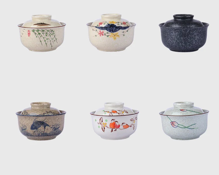 Ramen Bowl Large Ceramic With Lid Retro Fall 2025 Tableware - Tophatter Daily Deals