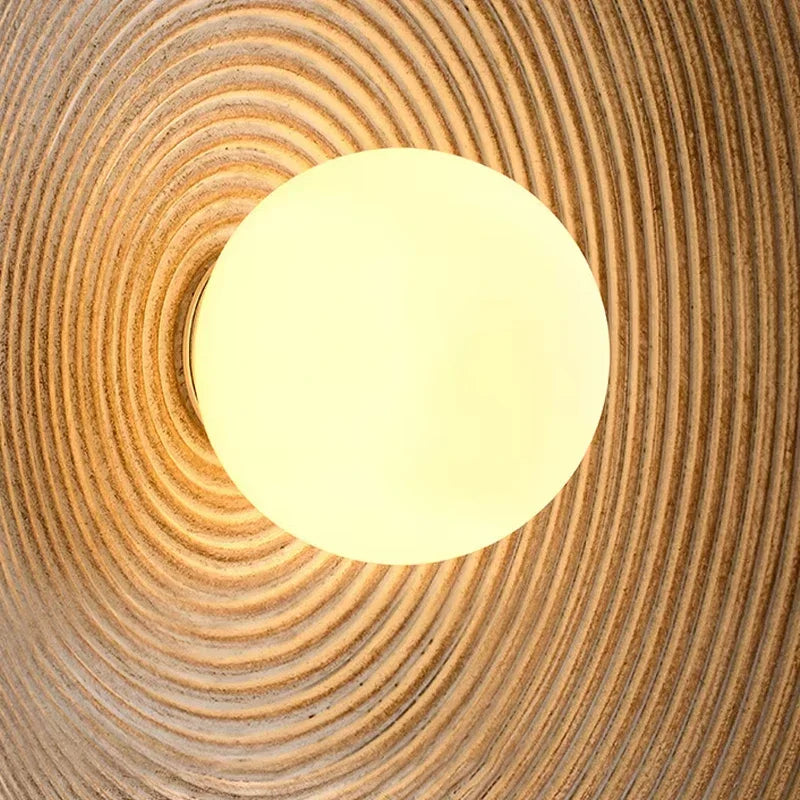 Japandi Japanese Resin Wall Lamp Retro Ribbed Shade Bedside - Tophatter Daily Deals