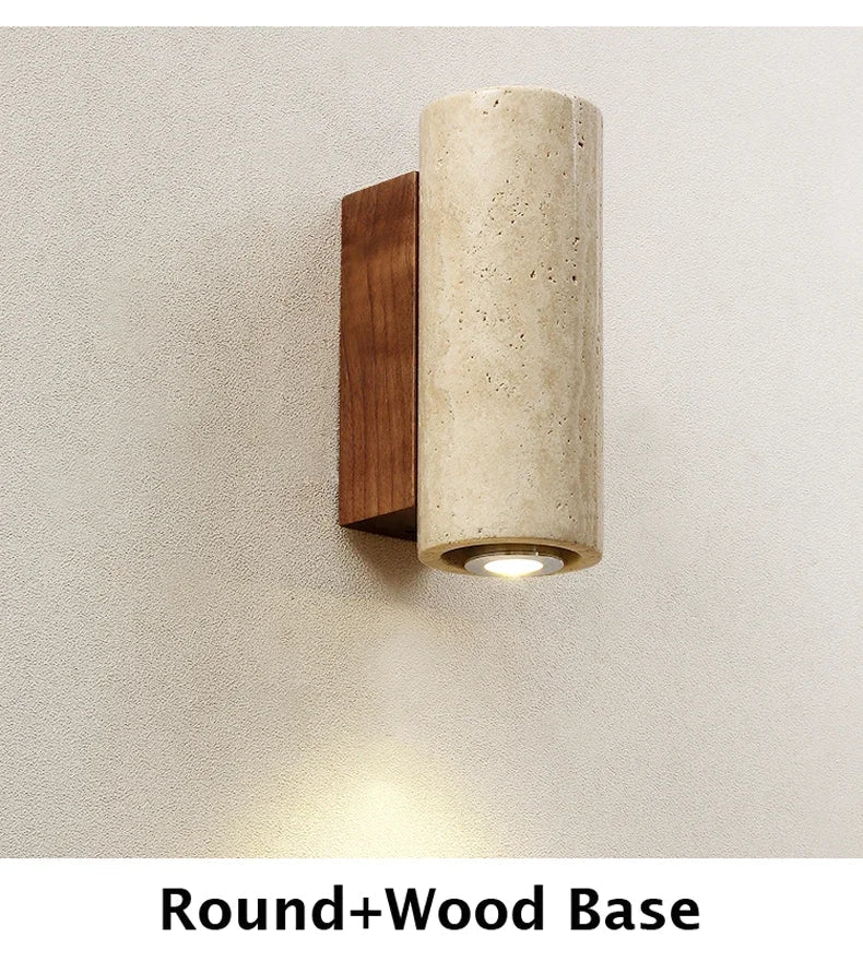 Japandi Yellow Marble LED Wall Sconce Wabi Sabi Bedside Light - Tophatter Daily Deals