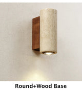 Japandi Yellow Marble LED Wall Sconce Wabi Sabi Bedside Light - Tophatter Daily Deals