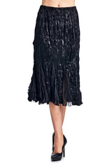 Women's Pleated Velour with Chiffon Long Skirt Black 91 Skirts - Tophatter Daily Deals