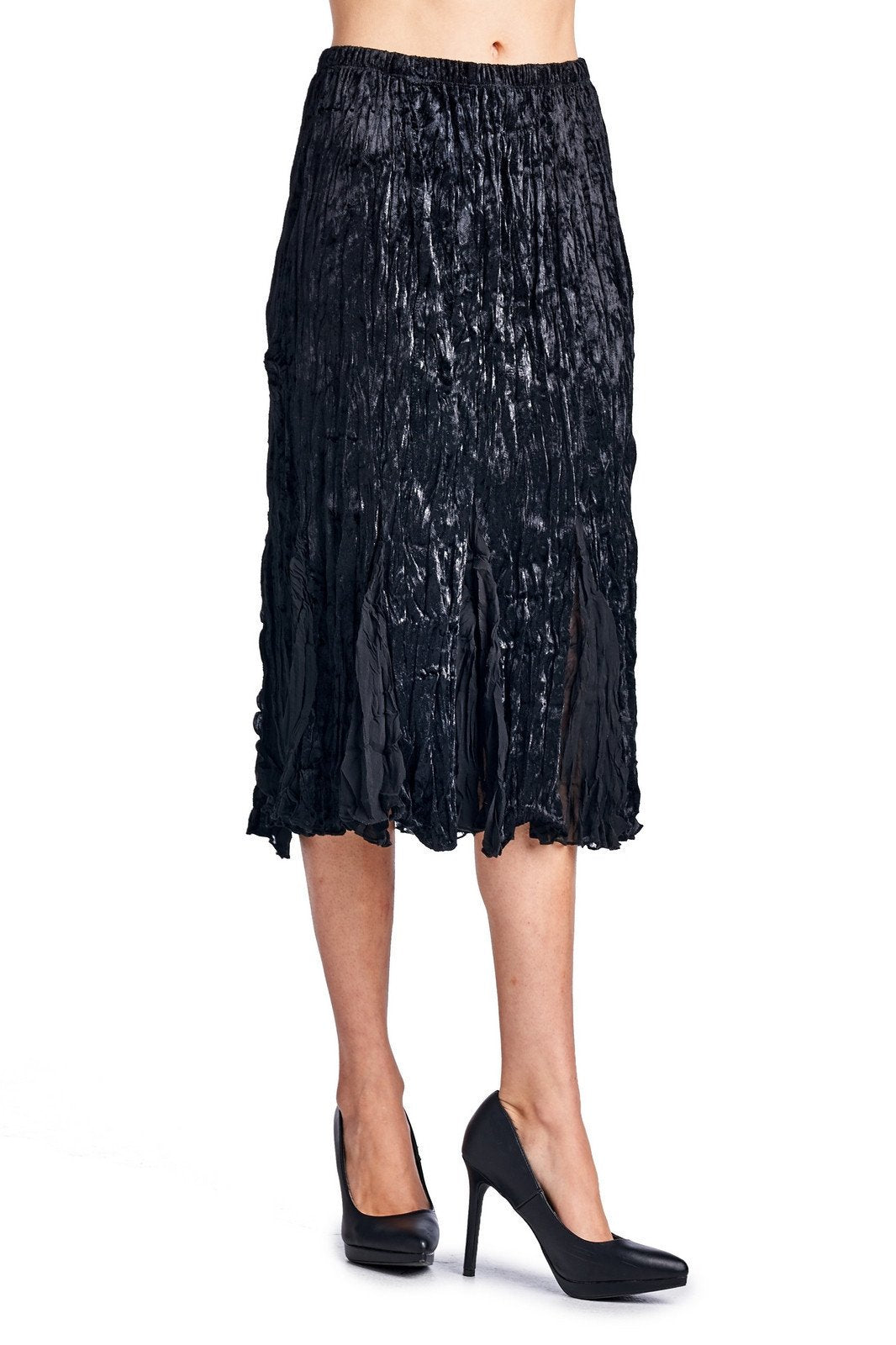 Women's Pleated Velour with Chiffon Long Skirt Skirts - Tophatter Daily Deals